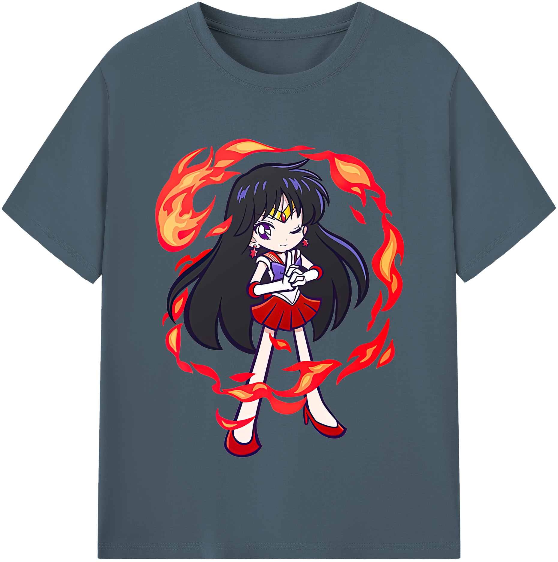 （画像用） 美少女戦士セーラームーン 火野レイ ひの レイ Sailor Moon Hino Rei （セーラーマーズ,Sailor Mars） 綿100％半袖Tシャツ（フロントプリント）